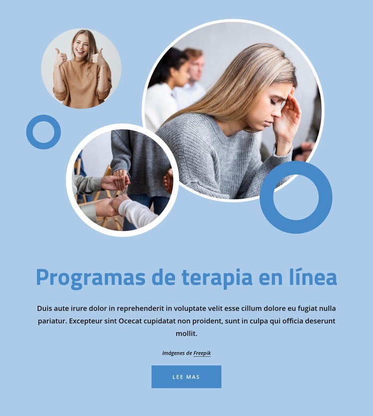 Programas de terapia en línea Creador de sitios web HTML