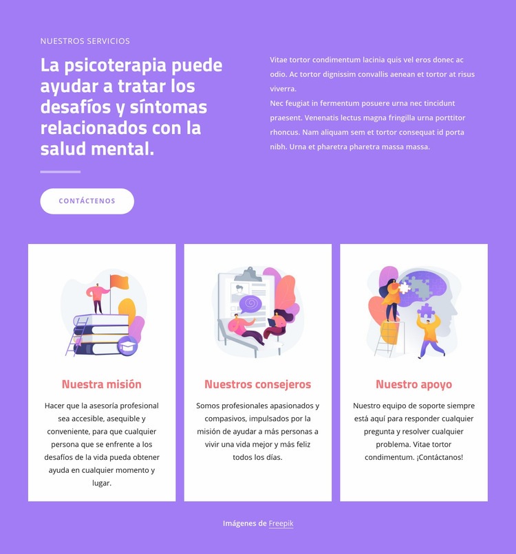 Profesionales de la consejería Diseño de páginas web