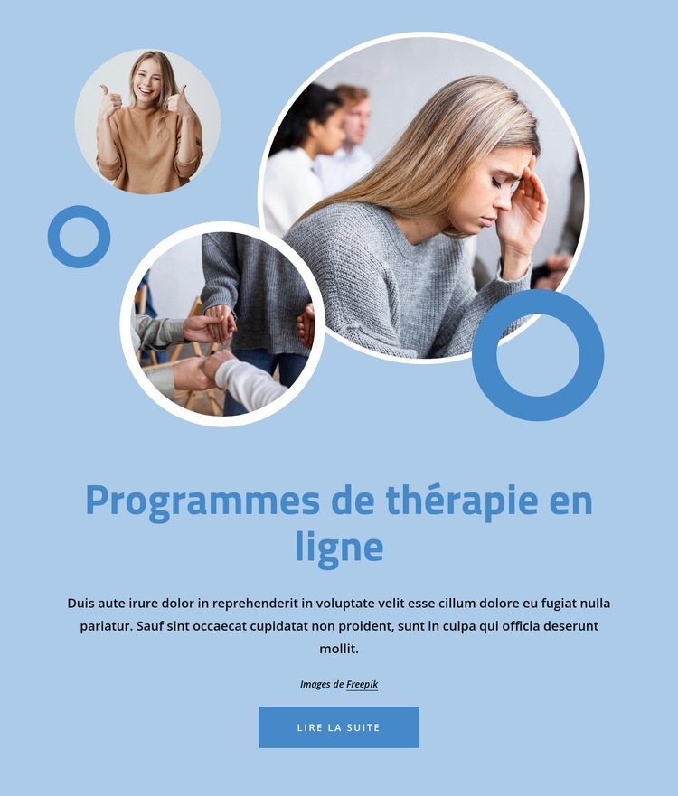 Programmes de thérapie en ligne Modèle