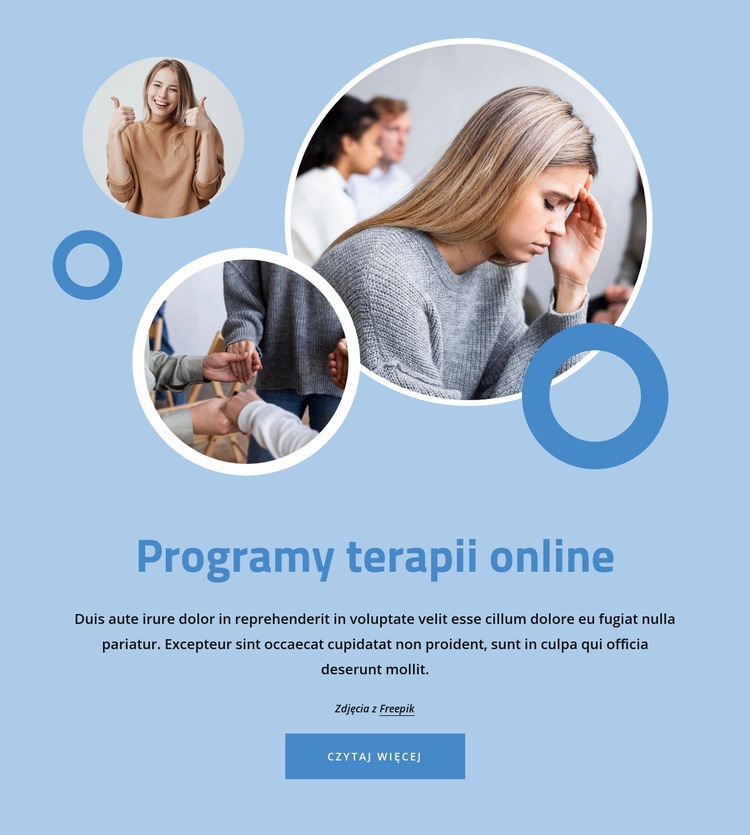 Programy terapii online Makieta strony internetowej