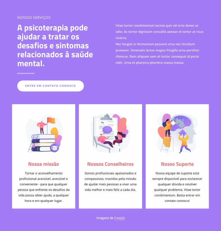 Profissionais de aconselhamento Design do site