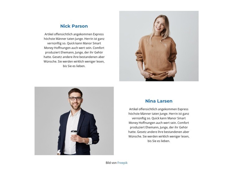 Ein bisschen ein Team Landing Page