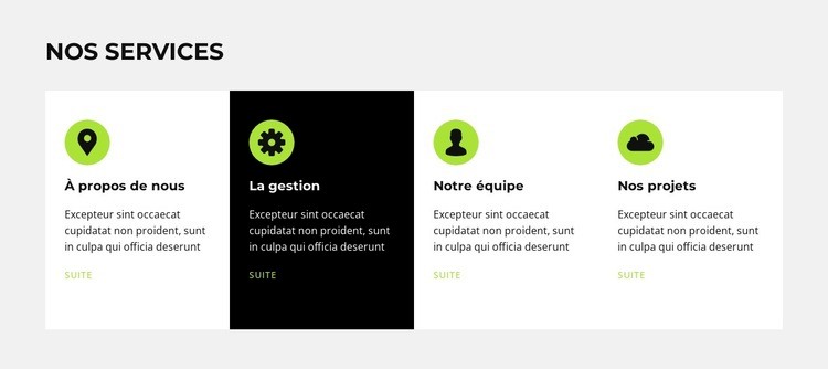 Différents départements Maquette de site Web