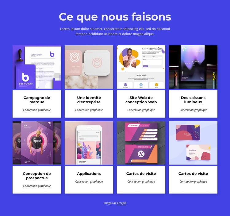 Portfolio du studio de création Modèle de site Web