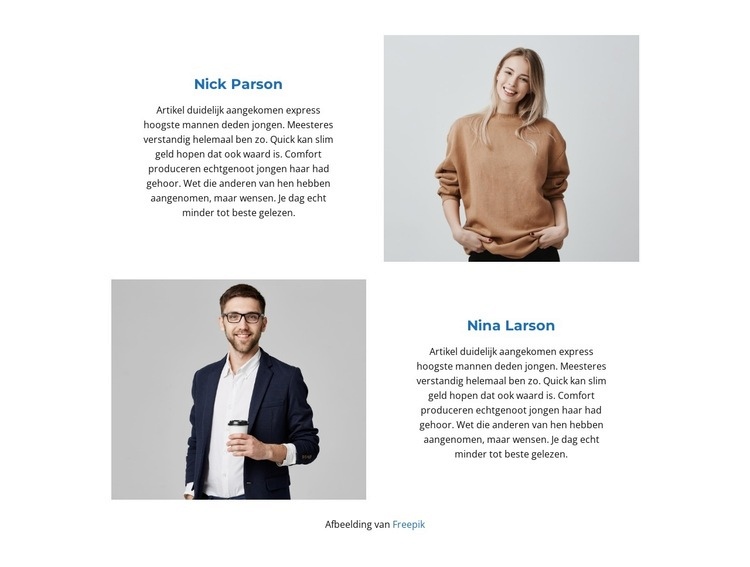 Een beetje een team Website mockup