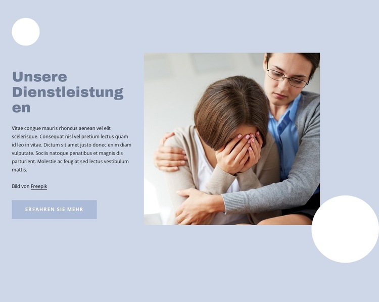 Diagnose und Behandlung von psychischen Störungen Website-Vorlage
