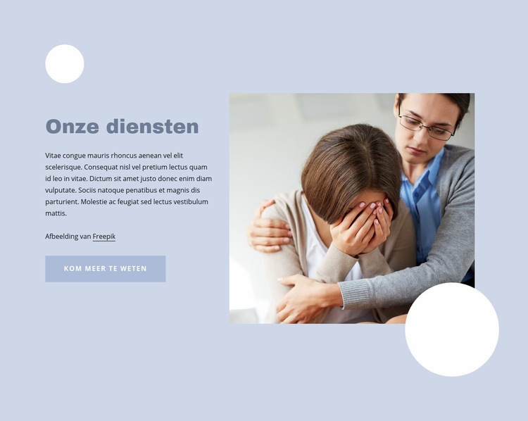 Diagnose en behandeling van psychische stoornissen Website mockup