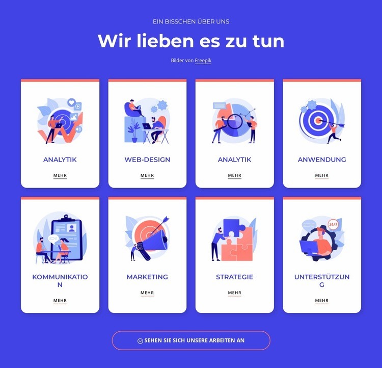 Visuelles und Produktdesign Website Builder-Vorlagen