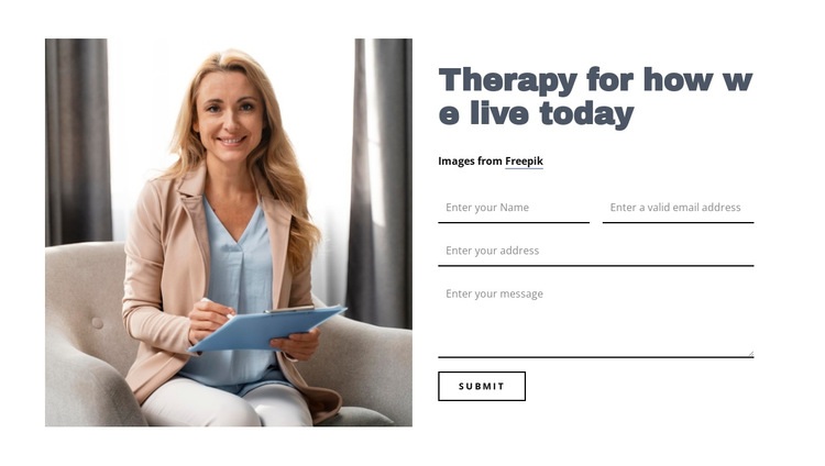 Kontakta en terapeut Html webbplatsbyggare