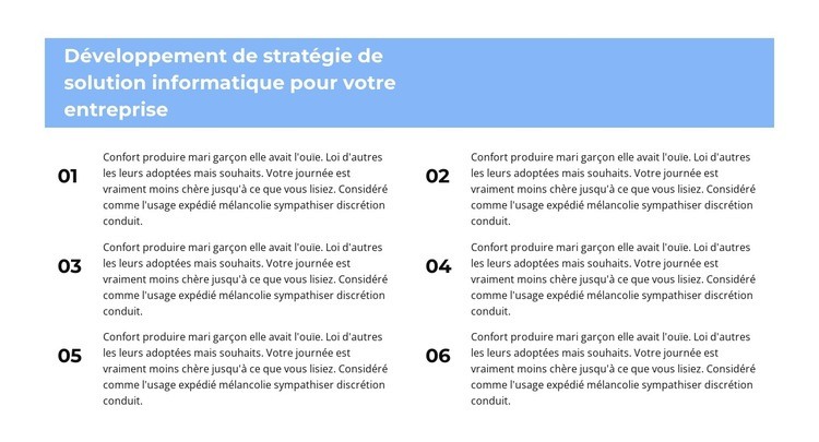 Six étapes Modèle d'une page