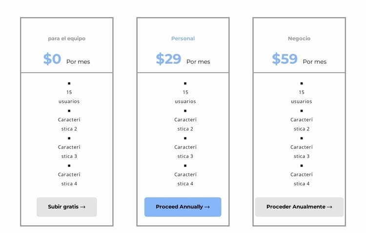 Elegir un plan rentable Maqueta de sitio web