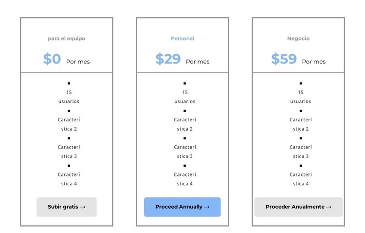 Elegir un plan rentable Página de destino