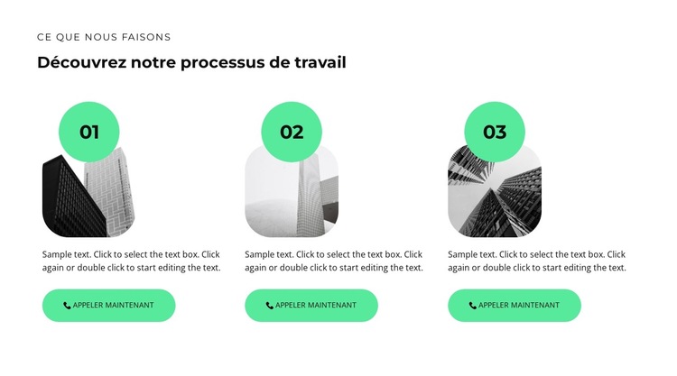 Trois étapes de construction Modèle de site Web