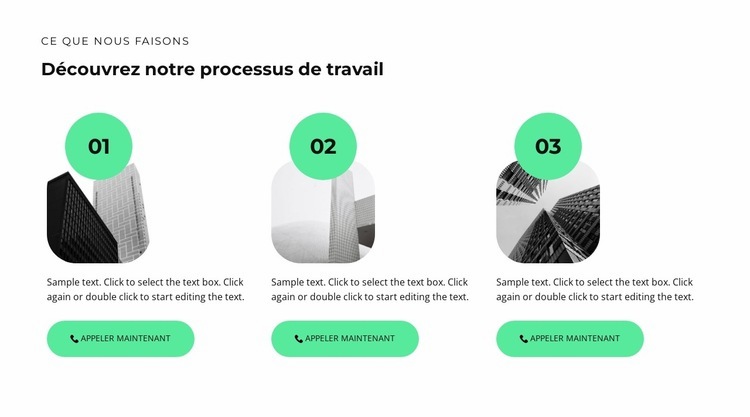 Trois étapes de construction Modèle d'une page