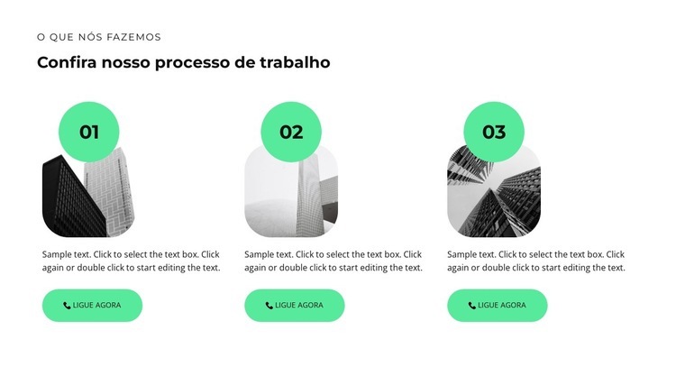 Três etapas na construção Maquete do site