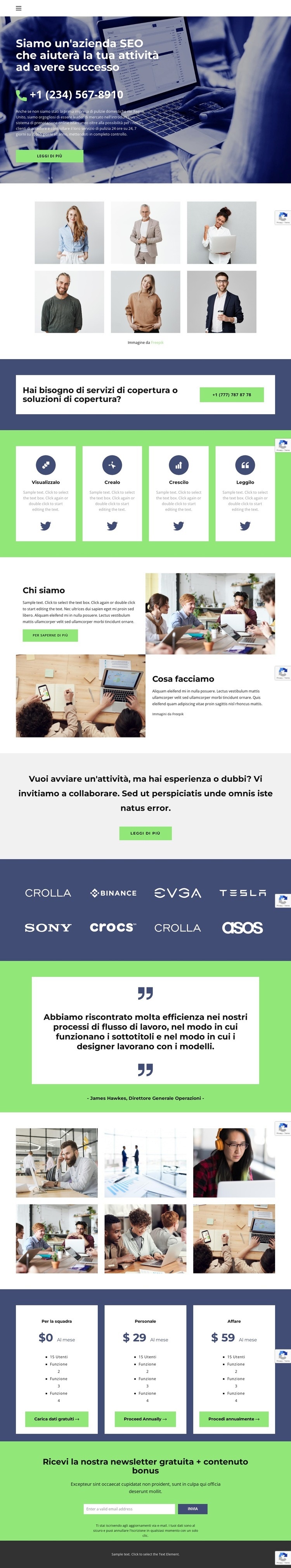 Affari in crisi Mockup del sito web