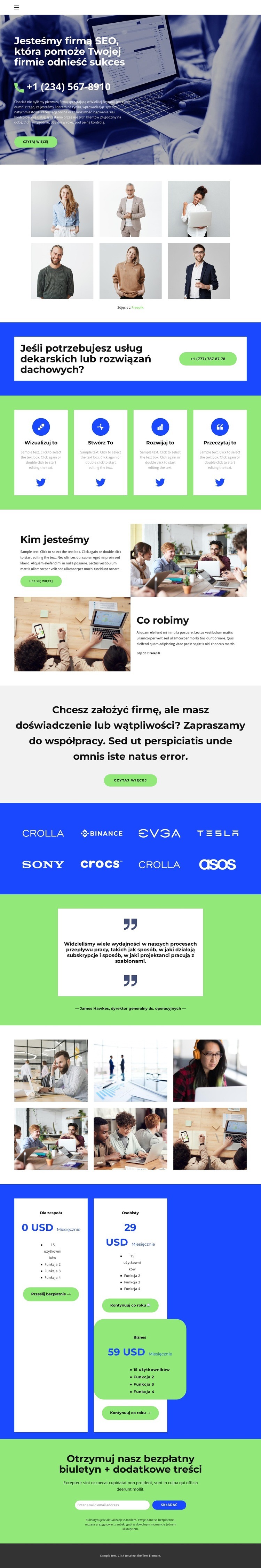 Biznes w kryzysie Makieta strony internetowej