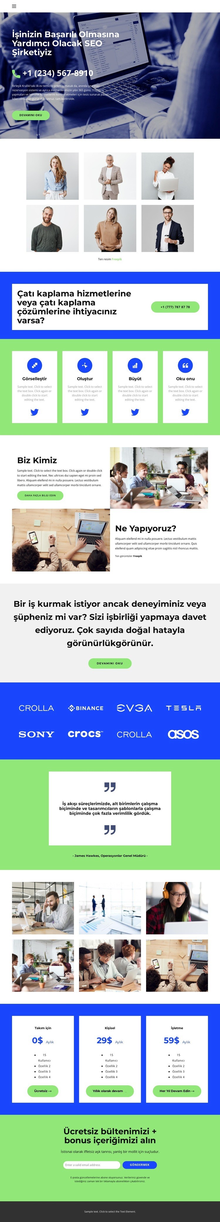 Krizdeki iş Web Sitesi Mockup'ı