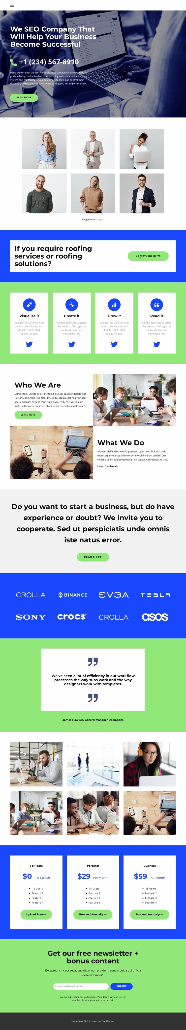 Business in crisis Website Mockup