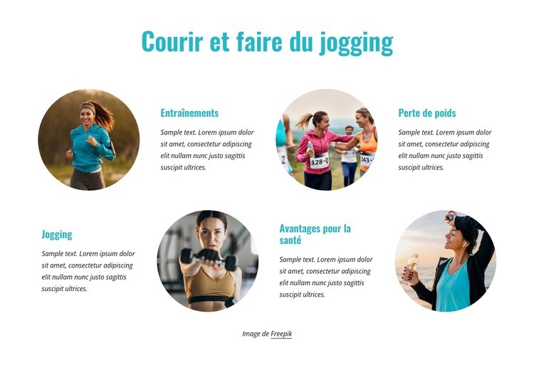 Le jogging Page de destination