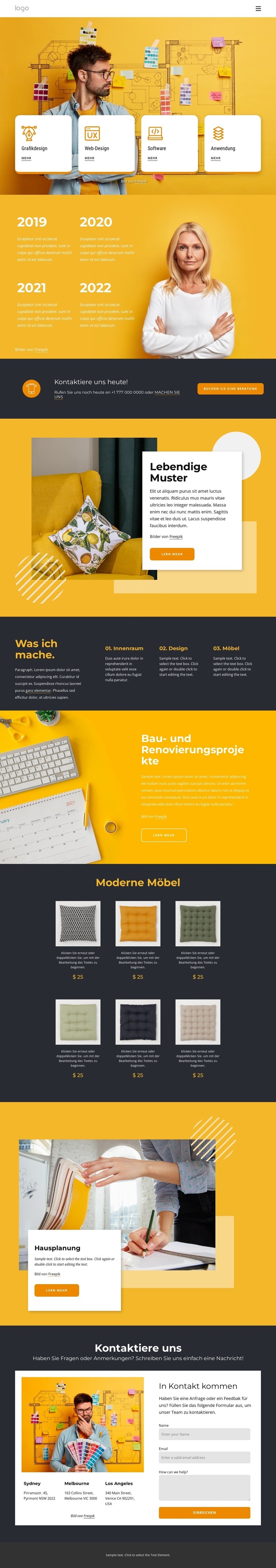Modernes Designbüro Website-Modell