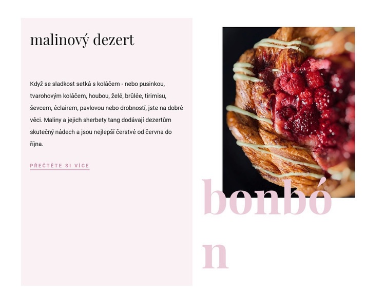 Malinový dezert Šablona webové stránky