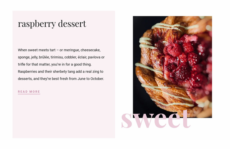 Raspberry dessert Website Mockup