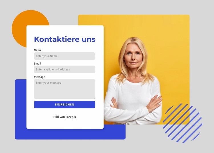 Kontaktformular mit farbigen Formen Website design