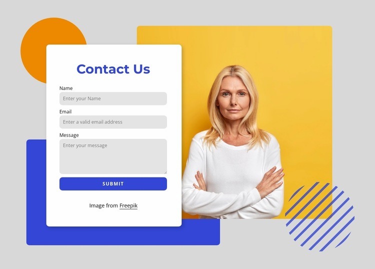 Contact form with colored shapes Elementor Template Alternative