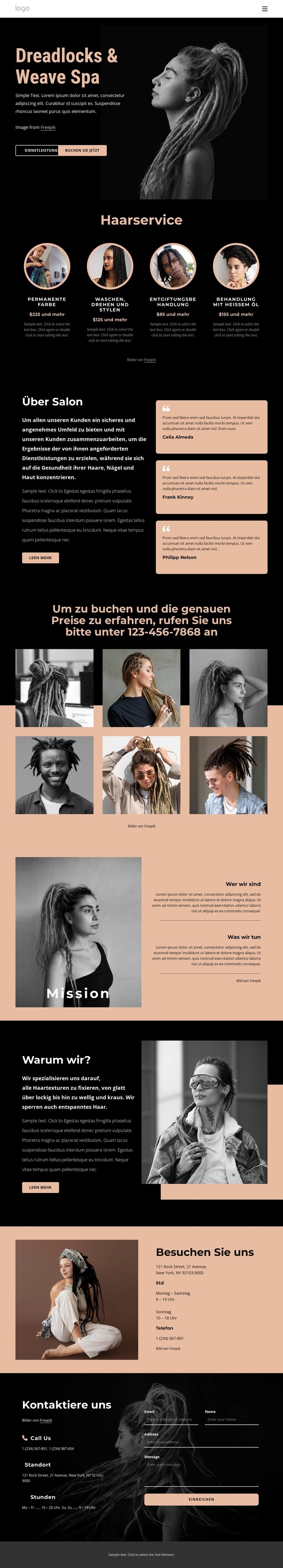 Dreadlocks und weben Spa Website design