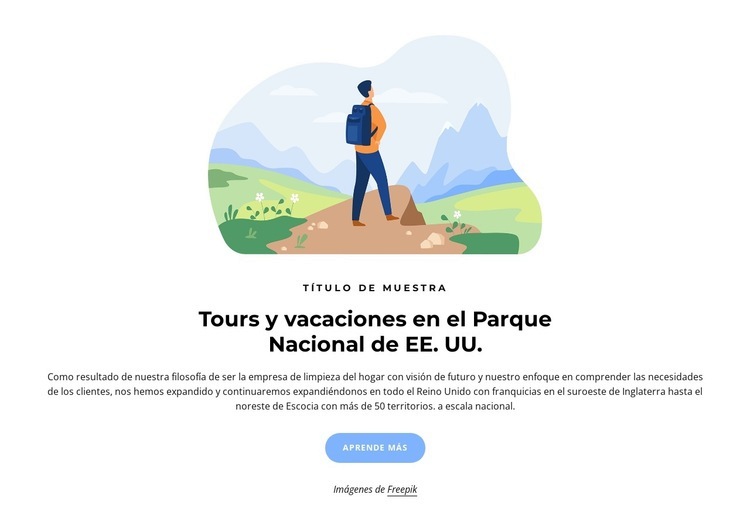 Excursiones a parques nacionales de EE. UU. Página de destino