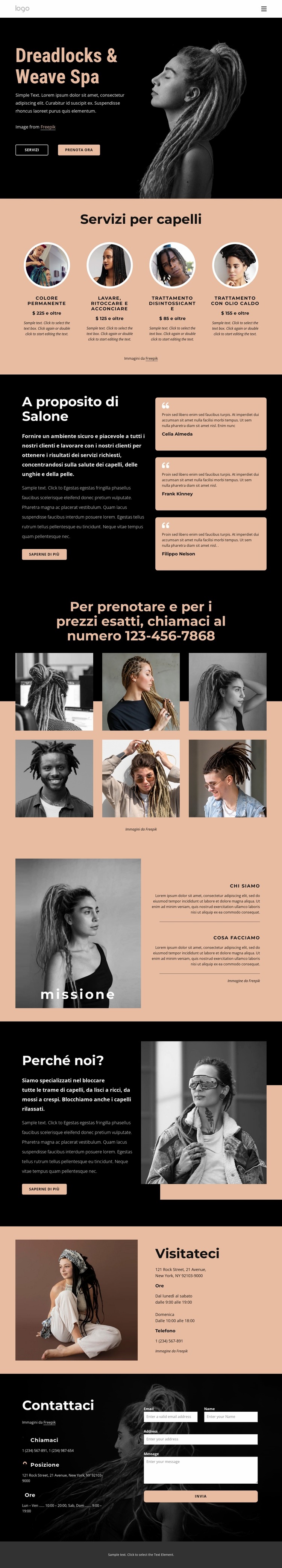 Dreadlocks e tessere spa Modello Joomla