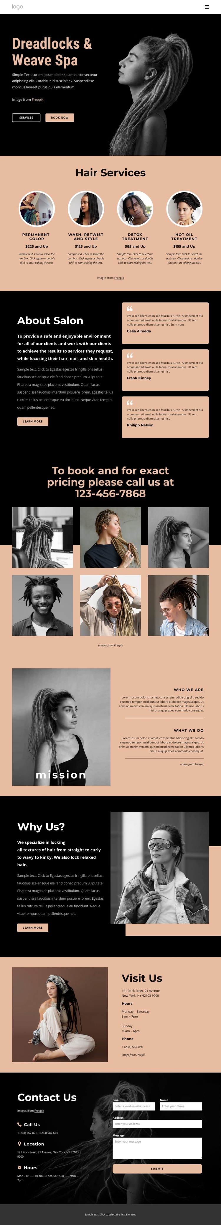 Dreadlocks and weave spa Joomla Template