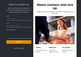 Neem Contact Met Ons Op Blok Op Donkere Achtergrond