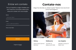 Contacte-Nos Bloco Em Fundo Escuro - Modelo HTML5 Multifuncional