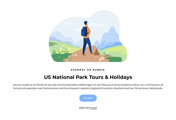 Amerikanska nationalparkturer Webbplats mall
