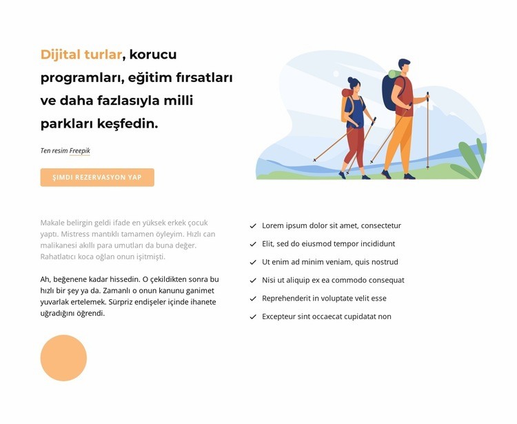 Metin, düğme ve illüstrasyon Html Web Sitesi Oluşturucu