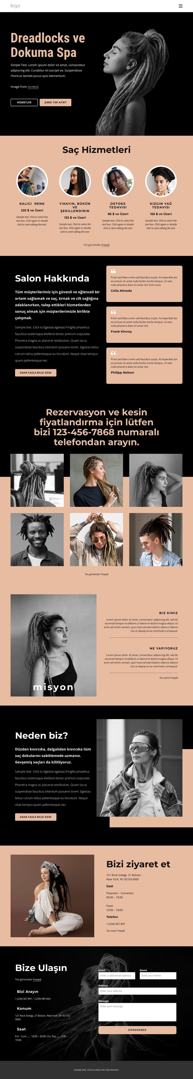 Dreadlocks ve dokuma spa Web Sitesi Şablonu