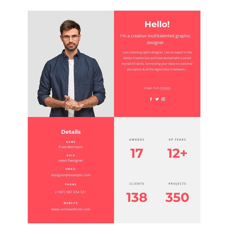 My designer profile One Page Template