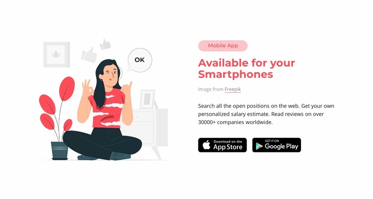 App available for your smartphones Landing Page