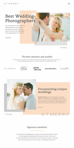 Wedding Photographers - Best Website Template Design