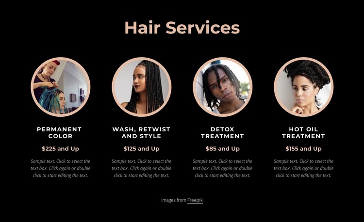 Hair services Elementor Template Alternative