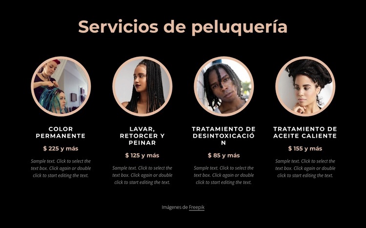 Servicios de peluquería Plantillas de creación de sitios web