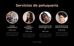 Secciones De La Página De Inicio Para Servicios De Peluquería