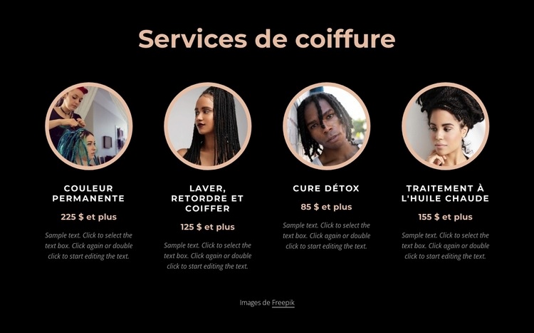 Services de coiffure Conception de site Web