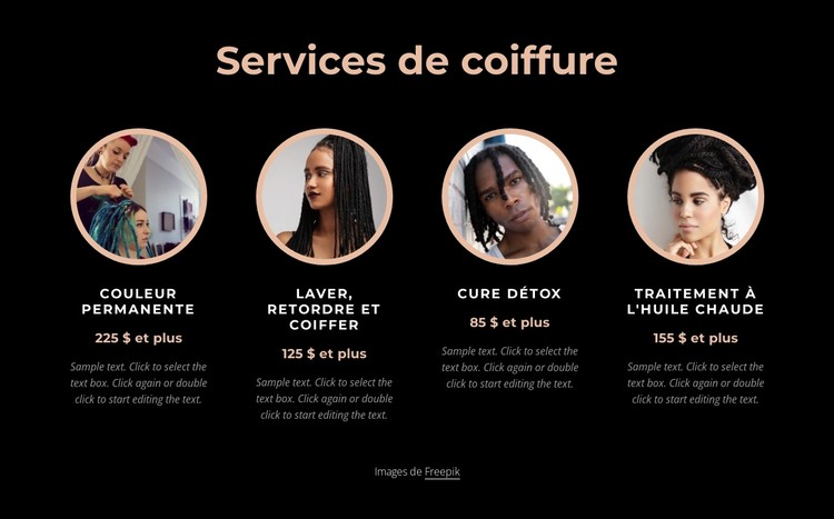 Services de coiffure Modèle CSS