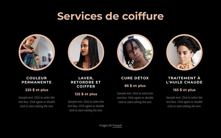 Services de coiffure Modèle de site Web