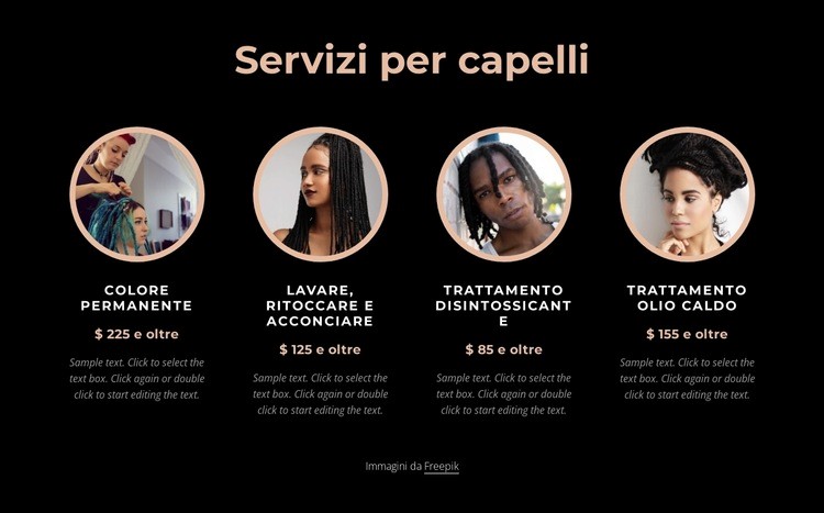 Servizi per capelli Mockup del sito web