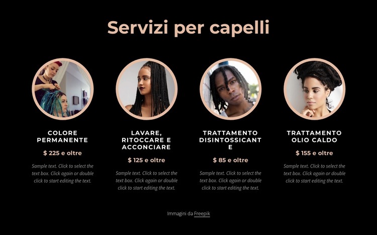 Servizi per capelli Un modello di pagina