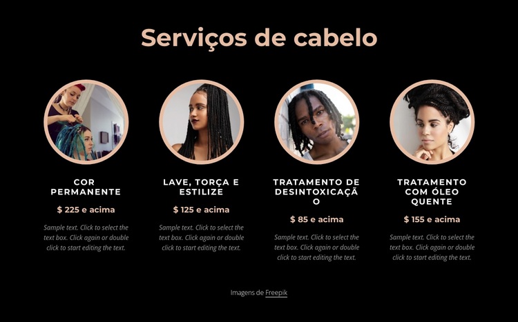 Serviços de cabelo Tema WordPress